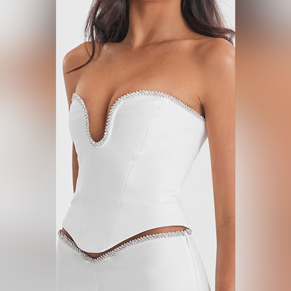 Mistress Rocks Ivory Crystal Top XS